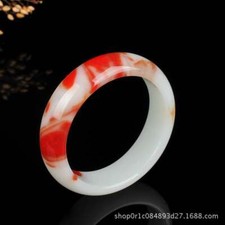 Natural Jade Bracelet Xinjang Hetian Jade Chicken Blood Floating Flowers Bangle picture