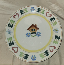 RARE ARABIA FINLAND HAND PAINTED PIRTTI BROWN HOUSE FLARED EDGE PLATE 10.25