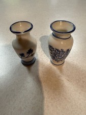 Vintage Blue And White Porcelain Miniature Bud Vase Set picture