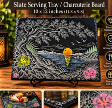 Slate Lasor Engraved Hand Painted Serving Trays/Chacooterie Board picture