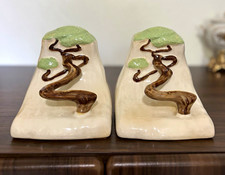 Vintage Roseville Pottery White Ming Tree Bookends 559 Art Pottery Pair 1949 picture
