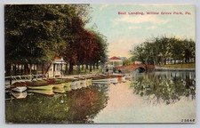 Willow Grove Park PA Boat Landing Vintage Postcard Early 1900s Pennsylvania picture