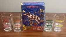 Vtg Dekuyper Buy a Round for The House 8 Pk Plastic Shot Glasses 1997 BOX WEAR picture