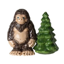 PT Bigfoot and Tree Ceramic Magnetic Salt & Pepper Shakers Set picture