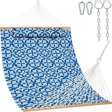 Lazy Daze 12FT Double Quilted Hammock for Outside with Pillow, Floral Navy picture