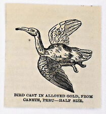 small 1883 magazine engraving ~ BIRD CAST IN ALLOYED GOLD, FROM CANETE, Peru picture