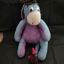 Handmade Crochet Knit Winnie The Pooh's Eeyore Nursery Plush Doll Vintage 20