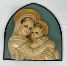 Vintage Italian De Ambroggi Madonna Child Wall Plaque Picture 3D Mid Century 11” picture