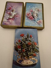 Vintage Stancraft Playing Cards 3 Complete Decks Cherubs Roses picture