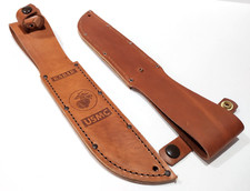 KA-BAR USA 1217 Brown Leather Replacement Sheath USMC Logo Fits Knife 7