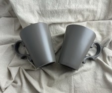 2 Tazo Rococo Mugs, matte Gray with white inside, Starbucks picture