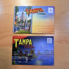 Lot 2 Fold Out Vintage Tampa Florida Linen Postcards 40s UNCIRCULATED Book picture