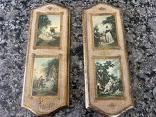 LOT OF 2 VINTAGE ITALIAN FLORENTINE TOLEWARE WALL PLAQUE  picture