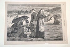 WINSLOW HOMER 'ON THE BEACH AT LONG BRANCH-CHILDRENS HOUR' HARPER'S WEEKLY 1874 picture