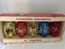 Vintage JewelBrite Christmas Ornaments Set of 5 in Original Box picture
