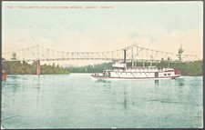 1909 Albany OR Willamette River & Steel Bridge Steamboat Postcard E H Mitchell picture
