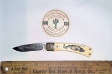 Schrade Scrimshaw Eagle Single Blade Lockback Knife 515SC  USA Vintage picture