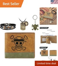 Sleek Luffy 4-Piece Wallet Set - Anime Accessories with Keychain & Bracelet picture