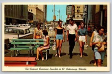 c1960s St Petersburg FL Downtown Main Street View People Postcard Shops Fashion picture