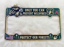 One Stainless Steel Smokey The Bear License Plate Frame Prevent Wildfires picture