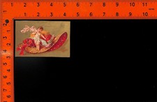 Winged Cherub Cupid Ornate Ribbon Shell Design Antique Victorian Trade Card picture