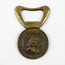 Vintage Carl Aubock II Solid Brass Coin Bottle Opener Breweriana picture