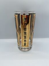 Vintage MCM Bourbon Recipe Fred Press Highball Cocktail Barware Gold-1 Glass picture