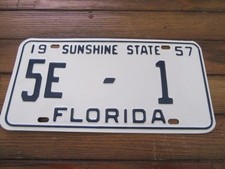 1957 Florida license plate, Polk County, low number 1, YOM, Pro repaint picture