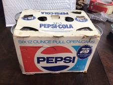 1973 Pepsi Cola 75th Anniversary Six Pack Of Cans With Pull Tabs In Place picture