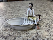 Antique Frankenthal spice boat with male figure.  RARE. 1965. picture