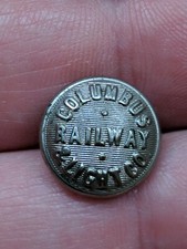 SMALL- VINTAGE ANTIQUE COLUMBUS RAILWAY & LIGHT CO M.C. LILLEY BUTTON picture