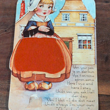Vintage Valentine’s Day Greeting Card Girl in Bonnet Dutch Verse picture