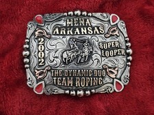 Team Roping☆X~TREME☆2002☆RODEO CHAMPION TROPHY BUCKLE☆Mena Arkansas☆RARE☆840 picture