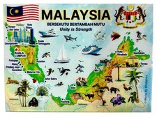 Malaysia Graphic Map and Attractions Souvenir Fridge Magnet 2.5
