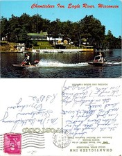 Chanticleer Inn Postcard Eagle River WI Vintage Lakefront Boaters Postmarked picture