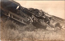 1907-10's RPPC LOCOMOTIVE 3408 RAILROAD TRAIN WRECK REAL PHOTO POSTCARD picture