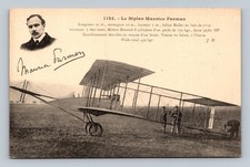 Postcard Farman Aeroplane Biplane photo signature inset picture