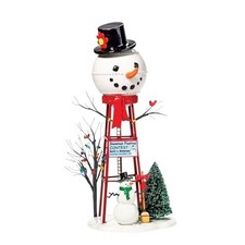 12 Inch Ceramic Water Tower Figurine Accessory for Village Display picture