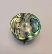 Vintage Abalone Silvertone Trinket Box Made In Mexico Jewelry Pill Stash Box  picture