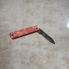 Vintage 1940s Japan N.Y.M. CO. Pink Pearlized Minature Pocket Knife Penknife 1.5 picture
