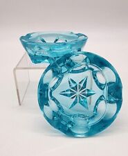 Vintage Ashtray Set Of 2 Blue Faceted Glass Heavy 3.75