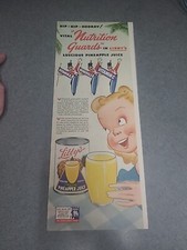 Libby's Pineapple Juice Print Ad 1943 5x13  picture