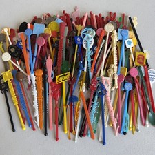 Large Lot Vintage Reusable Swizzle Swivel & Cocktail Sticks Some Duplicates 240 picture