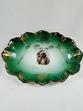 Rare Antique Native American Chief Spotted Horse Portrait Dish RoyalSaxe Germany picture