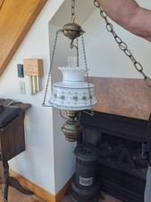 Quoizel Abigail Adams Vintage Floral Blue & White Light Swag Hanging Fixture picture
