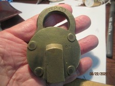 ANTIQUE SOUTHERN PACIFIC SPCO EAGLE SOLID BRASS RAILROAD LOCK picture