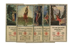 1924 Globe Iron Roofing Indian Heroine Advertising Calendar Lot 5 Cincinnati OH picture
