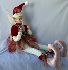 Large Rachel Zoe Christmas Elf Fairy Doll Richly Decorated Red Green White Pink picture