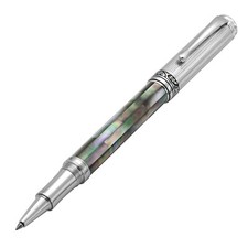 Xezo Maestro Rollerball Pen. Black Mother of Pearl, Chrome Plated. Handmade, LE picture