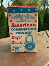 Vintage American Lock Co Combination Padlock Style 300 w/ Box & Combo Tag picture